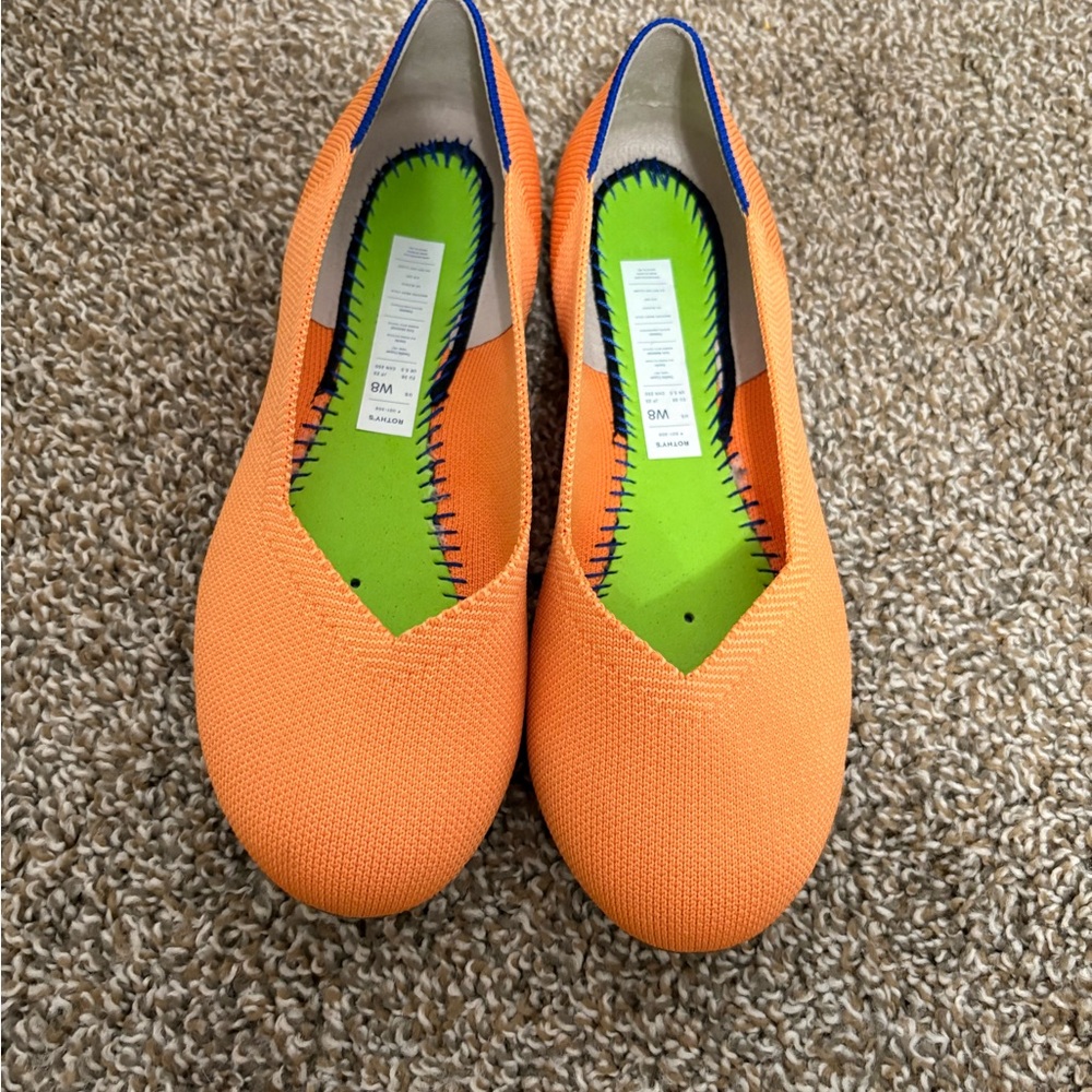 Rothy's The flat Round Toe Orange with Blue Trim